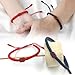 VDKIDKT 2 Pcs Tibetan Handmade Lucky Bracelet, Tibetan Lucky Amulet Knot Bracelet, Matching Bracelets Red and Black Bracelet for Protection (Red 2PC)