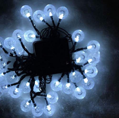 Cadena Luces LED Exteriores e Interiores, Cadena Luces LED solares 20 Luces, Cadena Luces solares con Forma Bola, Bola Cristal Transparente, Recta, Blanca, 50 LED