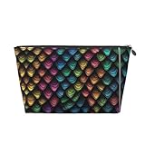 Make-up-Tasche mit Drachenschuppen-Druck, Kosmetiktasche für Geldbörse, Reisen, Make-Up-Organizer für Handtasche, wasserdichte Kosmetiktasche für Damen und Mädchen, silber, Einheitsgröße