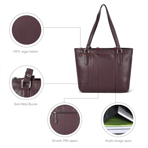 Image of Leather Purse For Women - Real Leather Tote For Women - Ladies Shoulder Handbag For Work, Travel, Casual Use