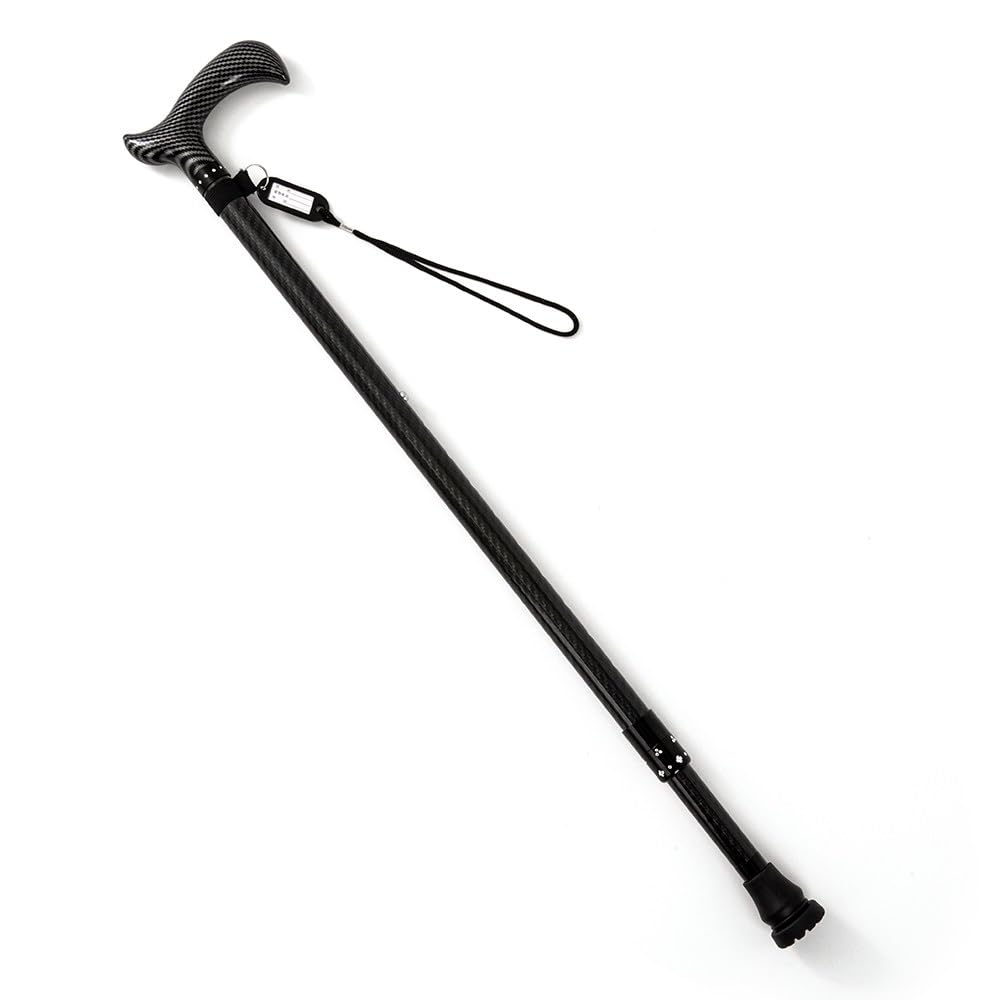 Bastón para Mayores, Altura Ajustable, Antideslizante, Base Ultraligera de 4 Patas, Muleta Adulto para Hombre y Mujer, Material de Fibra de Carbono