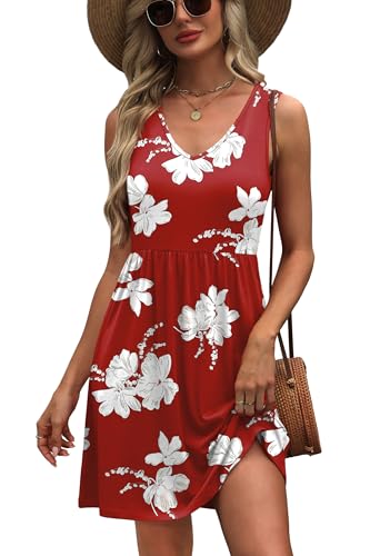Image of WIHOLL Summer Dresses for Women 2026 Casual V Neck Sleeveless Tank Dress Beach Sundresses with Pockets