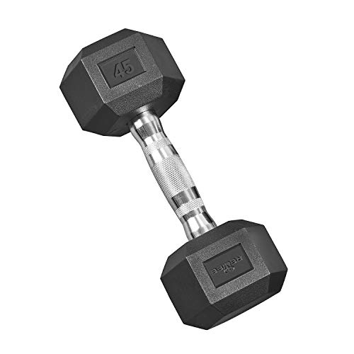 RELIFE REBUILD YOUR LIFE Hex Dumbbell Heavy Weights Barbell Metal Handles for Strength Training Home Gym Exercise Equipment 45pounds Single