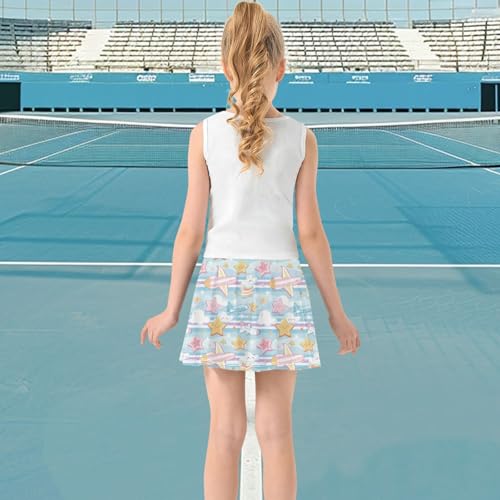visesunny Girl's Golf Skirt Athletic Cute Airplane Star Cloud Tennis Skort Sport Activewear with Double Layer Pockets3