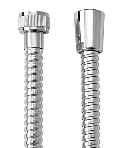 aquaSu® Basic Metall-Brauseschlauch 754 | 1,5 m Duschschlauch | Zugfest und knickfest | Mit Konus und Überwurf | Typ 1/2 ’ Standard-Anschluss | 150 cm Schlauch für Dusche | Chrom | 72775 4