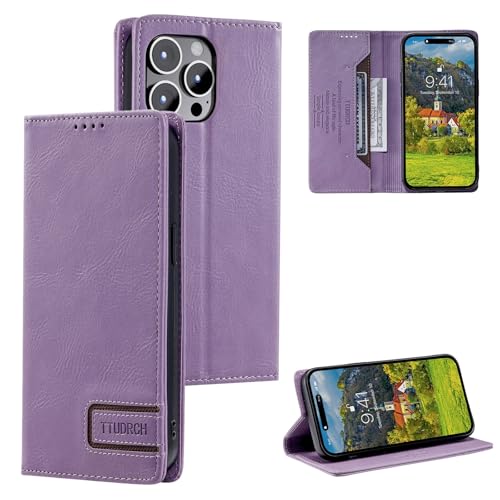 Étui portefeuille magnétique en cuir violet compatible avec iPhone 13 Mini