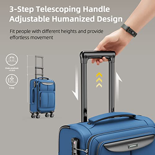 Showkoo Luggage Sets 3 Piece Softside Expandable Lightweight Durable Suitcase Sets Double Spinner Wheels Tsa Lock Sky Blue (20In/24In/28In) #TOP4