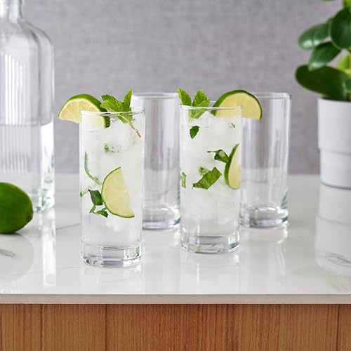 True Highball Glasses, Tall Glass Tumbler for Cocktails, Mojito Iced Tea Juices, Soda Water Drinking Cups, Kitchen Glassware, Home Bar, 11 oz Set of 4 - Image 5