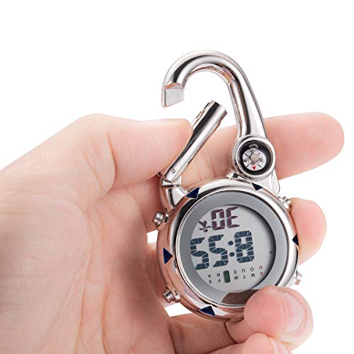 Image of JewelryWe Men Women Digital Clip Watch Mini Microlight Backpack Buckle Belt fob Watches for Rock Climbing Doctors Nurses Chefs for Mother's Day