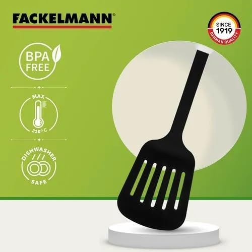 Foto von Fackelmann Schlitzwender Nero – Hitzebeständiger Kunststoffwender, 320x66x12mm, Spülmaschinenfest, Schwarz, Made in Germany