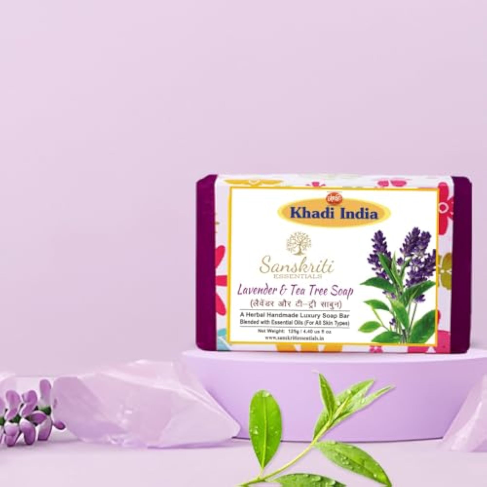 Khadi India Pack of 3 Lavender & Tea Tree Herbal Soap