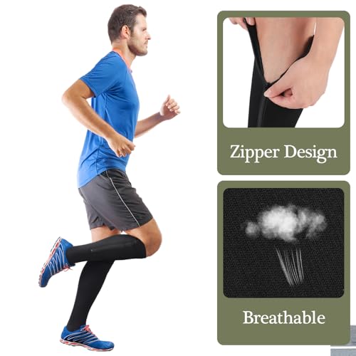 Image of Tarpop 4 Pairs Men Zipper Compression Socks Colorful 20-30mmhg Compression Stockings with Zipper for Men Women Swelling Edema
