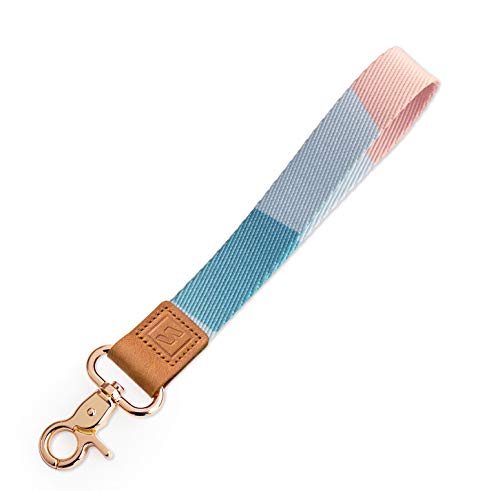 SENLLY Color-Blocking Hand Wrist Lanyard Premium Quality Wristlet Strap with Metal Clasp and Genuine Leather, for Key Chain, Cell Mobile Phone, Camera, Charms, Lightweight Items etc