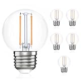 OmiBrite Dimmable E26 Bulb 40 Watt Equivalent, g16.5 Light Bulb g16 1/2 Led Edison Bulb 2700K Warm W