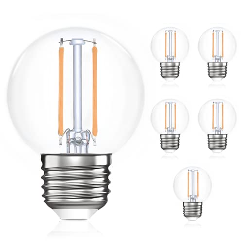 Omibrite Dimmable E26 Bulb 40 Watt Equivalent, G16.5 Light Bulb G16 1/2 Led Edison Bulb 2700K Warm White, 3.8W Led Globe Bulb For Ceiling Fan, Chandelier, Vanity Light Bulb 350Lm, Cri95, 6Pack #TOP5