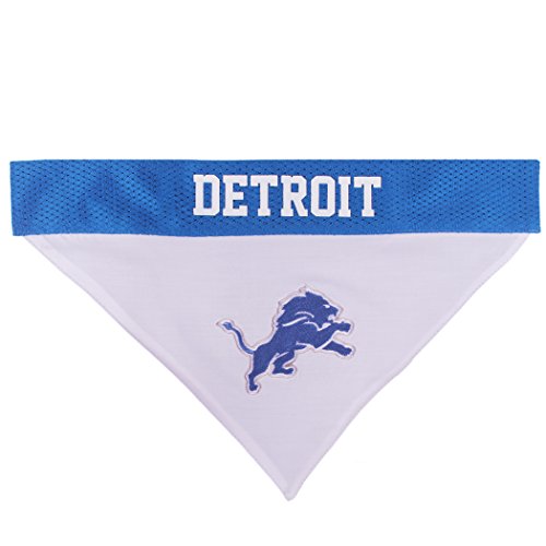 Pets First NFL Detroit Lions Reversible Bandana Size XX-Large for Dogs & Cats. 2 Sided Sports Bandana, Premium Embroidery Team Logo, Many NFL Teams Available