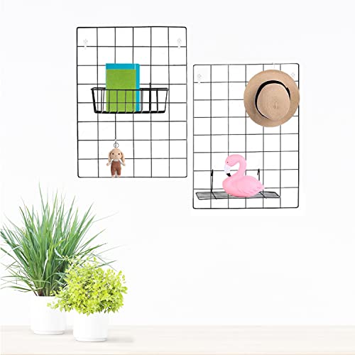 Dijiahua 2 Pack Wall Grid Panel Wire Photo Wall Pictures Display Board With Accessory Wall Storage Organizer Memo Board Over Desk Décor For Home, Office And Dorm #TOP3
