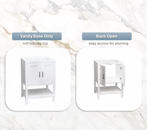 30" White Freestanding Bath Vanity with Open Shelf Sink Base Cabinet Without Top (White Monterey, 30" Wx21 Dx34.5 H) by Vanity Atelier - Used condition - Image 6