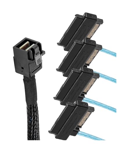 Cable S/A/S HD SFF8643 a 4 S/A/S 29 Pin SFF8482 con conector de alimentación SATA 15 Pin 1m miniatura 4