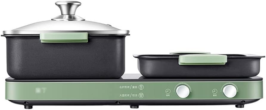 Olla Eléctrica Multifunción Parrilla Barbacoa Hot Pot Color Verde