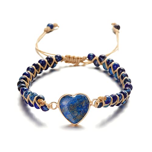 Image of To My Granddaughter Bracelet Jasper Heart Bracelet for Granddaughter form Grandma /Grandpa Love You Forever Bracelet Handmade Adjustable Double Winding Healing Energy Stone Braided Bracelet Jewelry Gift