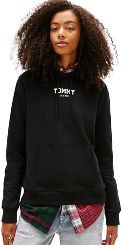 Tommy Jeans Sudadera con Capucha TJW REG ESS Logo 2 EXT DW0DW21921 para Mujer, Color Negro (Negro), Talla L, Negro (Negro), L