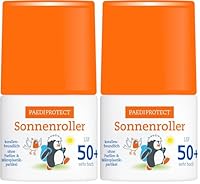 PAEDIPROTECT Sonnenroller LSF50+, 50ml, Ohne Parfüm & Mikroplastik, korallenfreundlich, Praktisch für Unterwegs, Leichte Anwendung für Kinder, Vegan, für sensible & empfindliche Haut (Packung mit 2)