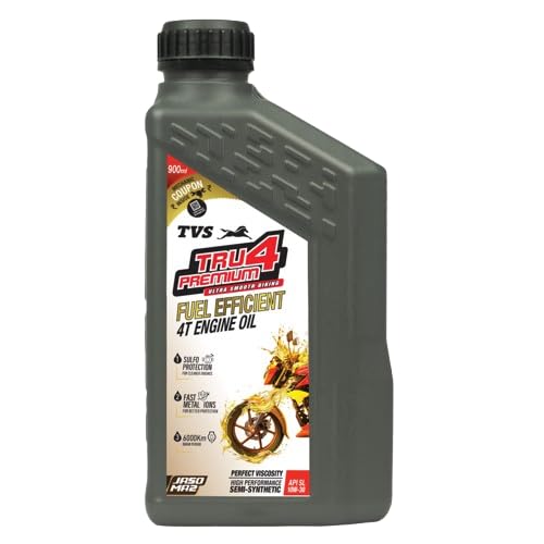 Image of TVS TRU4 PREMIUM Engine OIl 900 ML, 10W30, API SL and JASO MA2,HIGH PERFORMANCE SEMI SYNTHETIC FUEL EFFICIENT ENGINE OIL for bikes