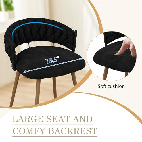 Butacos de Barra Set de 4, Butacos Modernos con Espaldar para Isla de Cocina, Altura de Barra 30'', Tapizados en Terciopelo con Patas de Metal, Color Negro miniatura 4