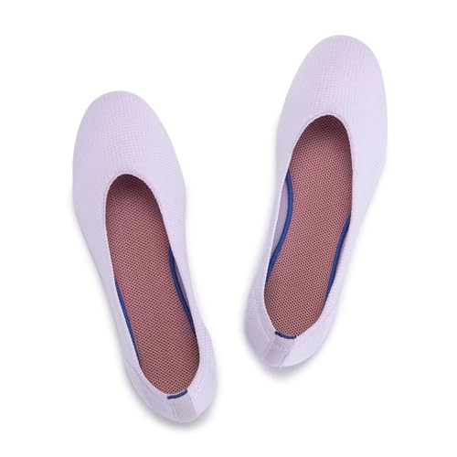 Image of Frank Mully Women's Ballet Flat Shoes Knit Dress Shoes Round Toe Slip On Ballerina Flats for Woman Low Wedge Comfort Soft
