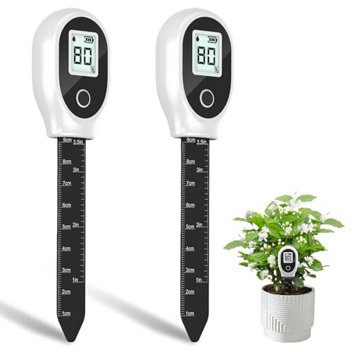 GOMETY 2 unidades Medidor de humedad del suelo, sensor de humedad del suelo con pantalla LCD, medidor de humedad para plantas, sensor inteligente de humedad del suelo para jardín césped