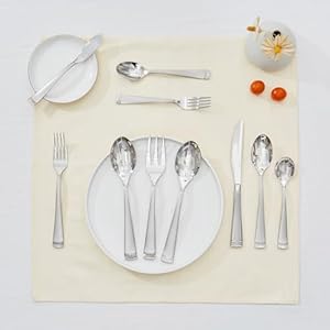 KINGSTONE Silverware Set 65 Piece Flatware Set for 12 1810 Stainless Steel Cutlery Set with Bead Edge Utensil for Kitchen Home Party Wedding Mirror Polished Dishwasher Safe Featured Gifts