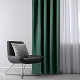 AmeliaHome Zasłona 140x245 cm zielona zaciemniająca na przelotkach Blackout
