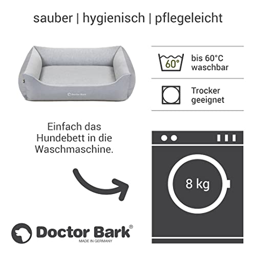 Doctor Bark Hundebett Mittelgroße Hunde - Hundekörbchen Flauschig und Weich - Waschbar, Strapazierfähig, Kuschelig - Made in Germany - GreenLabel (L - 97x75 cm, Hellgrau)