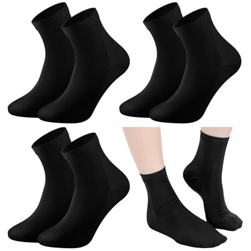 Cuffbow 4 Pairs Water Sport Swimming Dive Socks Nylon Diving Swimming Fin Boot Diving Wetsuit Socks for Snorkeling Surfing(Black)