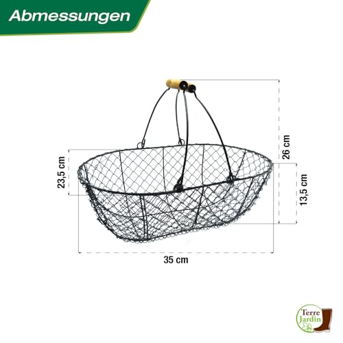 Drahtkorb Terre Jardin Erntekorb 8 L aus schwarzem Metall