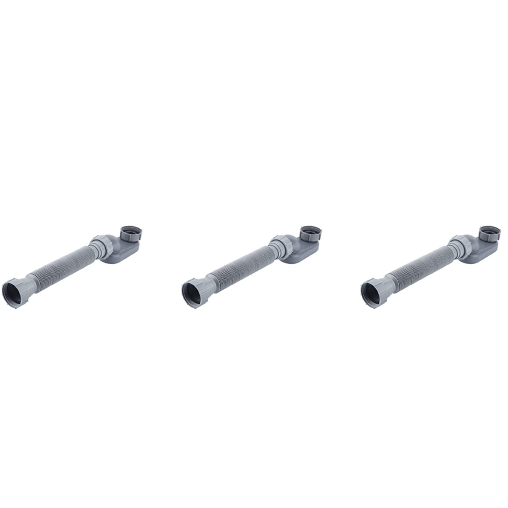 Sifón de baño y ducha flexible de 1.5 pulgadas: tubo de perfil bajo tipo P en pack de 3