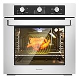 24" Single Wall Oven, thermomate 2.3 Cu.ft. Natural Gas Oven with 5 Cooking Functions and Rotisserie, 13600 BTU Built-in Wall Oven with Mechanical Knobs Control, Stainless Steel, CSA Certified