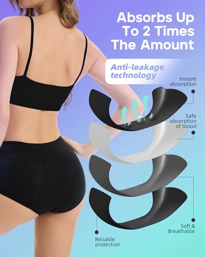 Period Underwear for Women Heavy Flow, Absorbency LeakProof Postpartum Underwear Period Panties Women Menstrual Briefs4