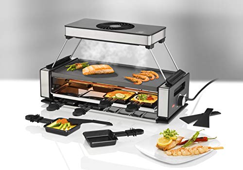 Unold Smokeless Electric Raclette & Grill 48785 - Extraction Hood with Carbon Filter - Reversible Grill/Griddle Plate - 1200W - For up to 8 Persons - Image 7