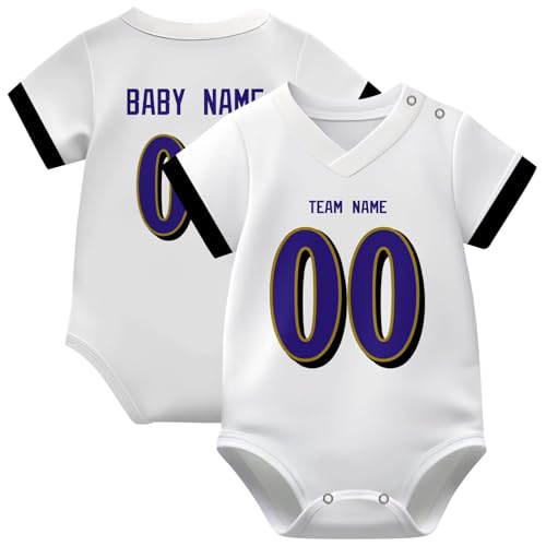 Image of KREDE Baby Clothes Unisex Bodysuit Jersey Style Custom Name Number for Baby Boys