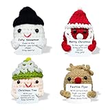 Muyiz 4 Pack Knitted Wool Christmas Toys with Positive Card for Christmas Stocking Stuffers Party Favors Gifts