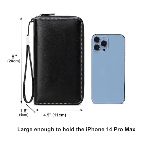 Women's Genuine Leather Crossbody Wallet with Double Zipper Phone Purse and Shoulder Strap2