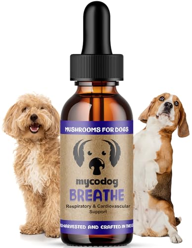 Image of MycoDog Breathe - Respiratory Support Supplement for Dogs - Breathing Comfort & Airway Health - French Bulldogs, Pugs, & Flat-Faced Breeds - Natural Mushroom and Ashwagandha Drops