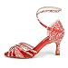 Imagen de Latinsoul Y205-36 Zapatos de Baile Latino para Mujer con Cristales de Estrás Tacones Altos con Correa Ajustable Elegantes y Cómodos Color Rojo