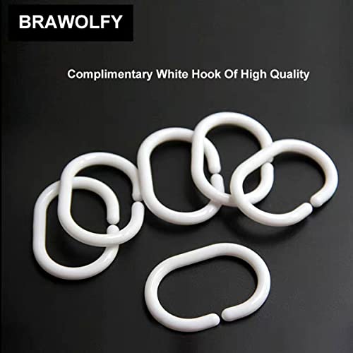 Brawolfy Heavy Duty 6G Eva Shower Stall Curtain Liner Waterproof Plastic Clear Neutral Weighted Liners & Hooks (47" W X 72" H) #TOP5