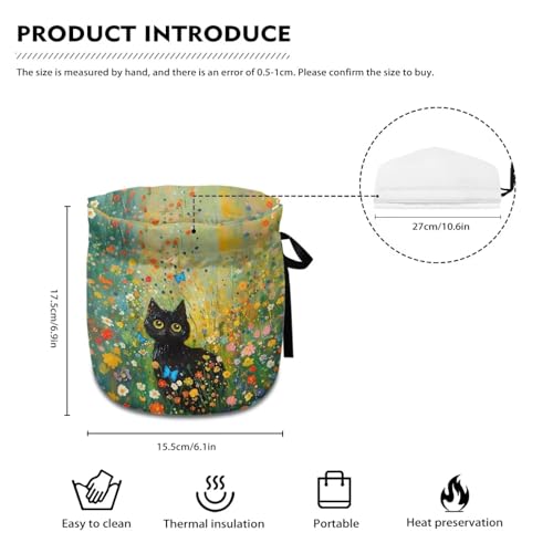 Image of Xoenoiee Black Cat Vibrant Flower Print Tea Pot Cosy Cotton Tea Cozy for Teapots Dust Cover Insulated Kettle Cover Teapot Warmer for Home Kitchen Decorative Accessories