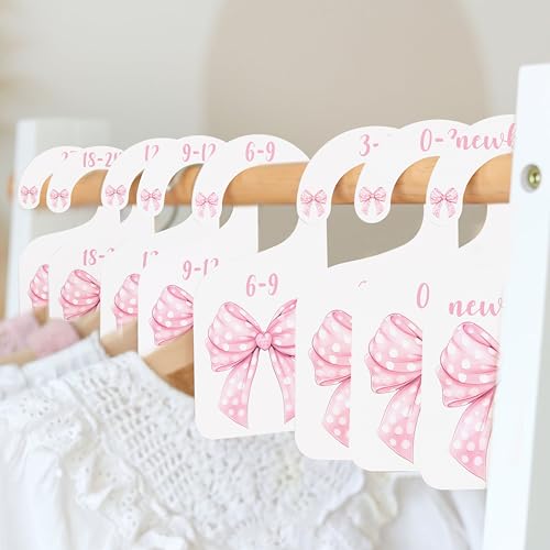Image of Pink Bow Nursery Closet Dividers - Bow Baby Shower Decorations,Baby Closet Dividers,Clothes Size Markers for Babies,Newborn to 24 (Closet Dividers-1)
