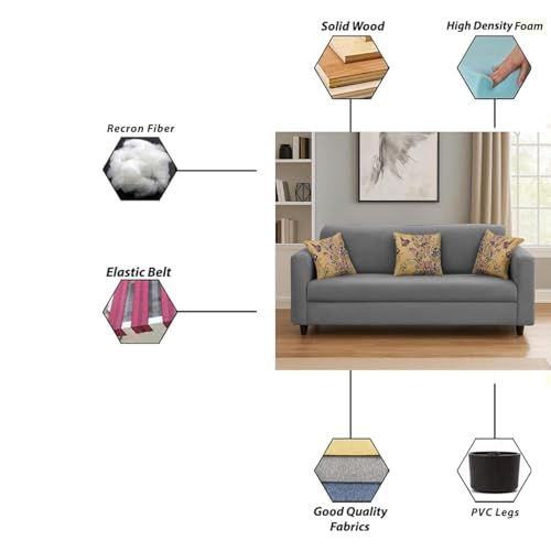 Image of Casaliving Lifestyle 3 Seater L Shape Sofa Set for Living Room (Dark Grey)