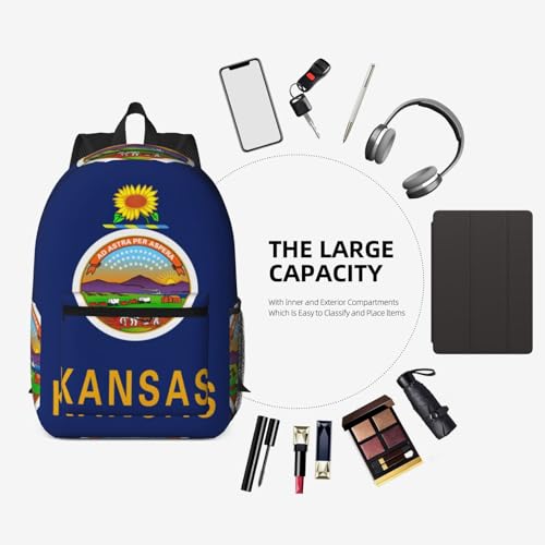 Sac à dos noir taille unique imprimé Kansas State Flag - 7